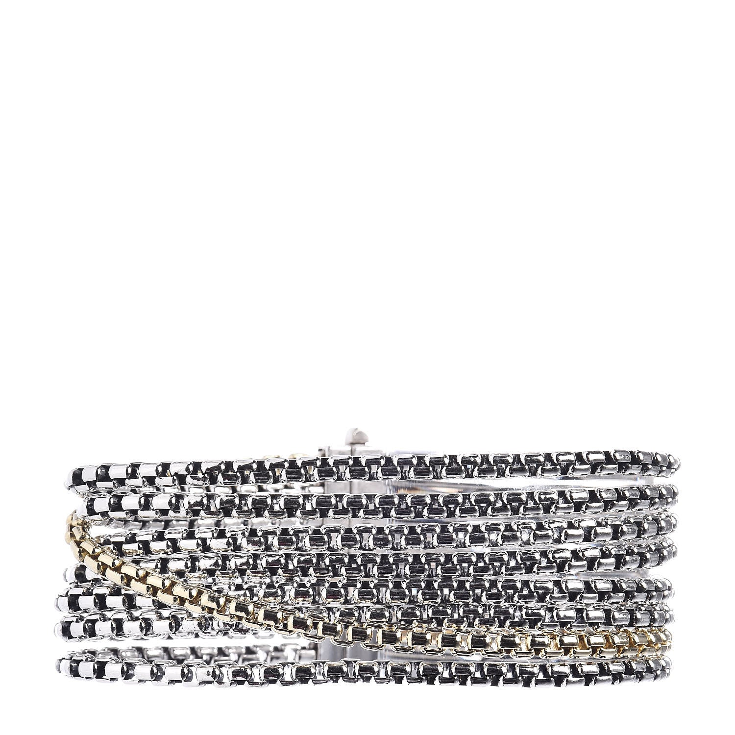 David Yurman Sterling Silver 18K Yellow Gold Eight-Row Box Chain Bracelet 3 of 5