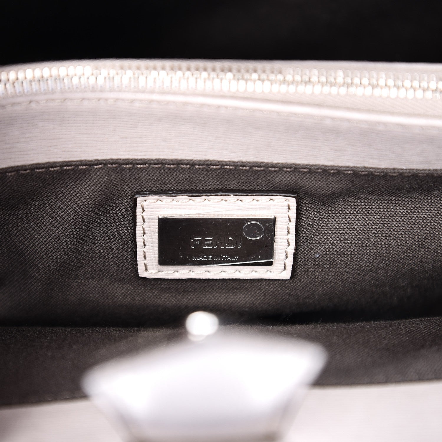 Fendi Vitello Elite Monster Eyes Studded Petite 2Jours Tote Carbone White Multicolor 7 of 8