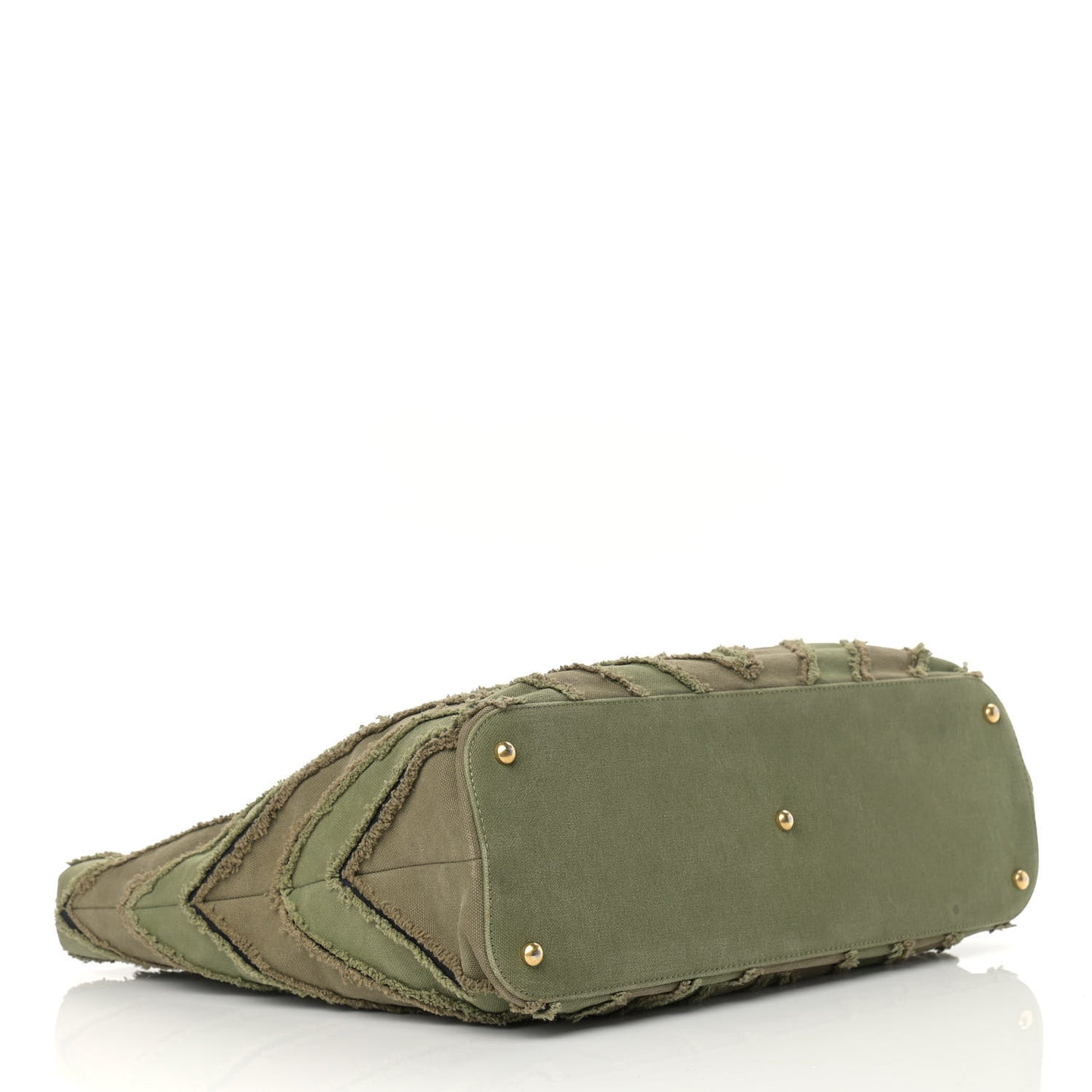 Canvas Chevron Cuba Patchwork Shopper Tote Khaki
