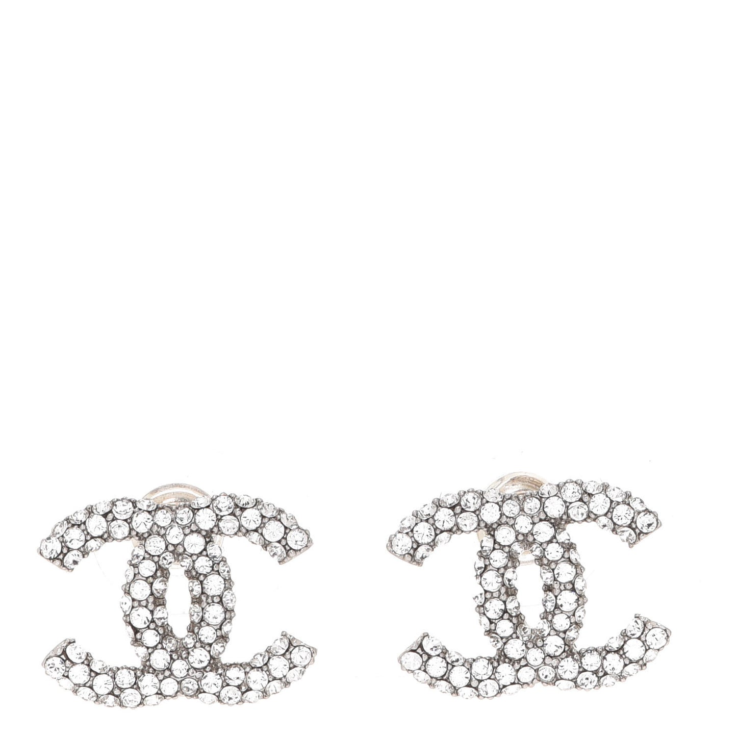 Crystal CC Treasure Chest Earrings Silver