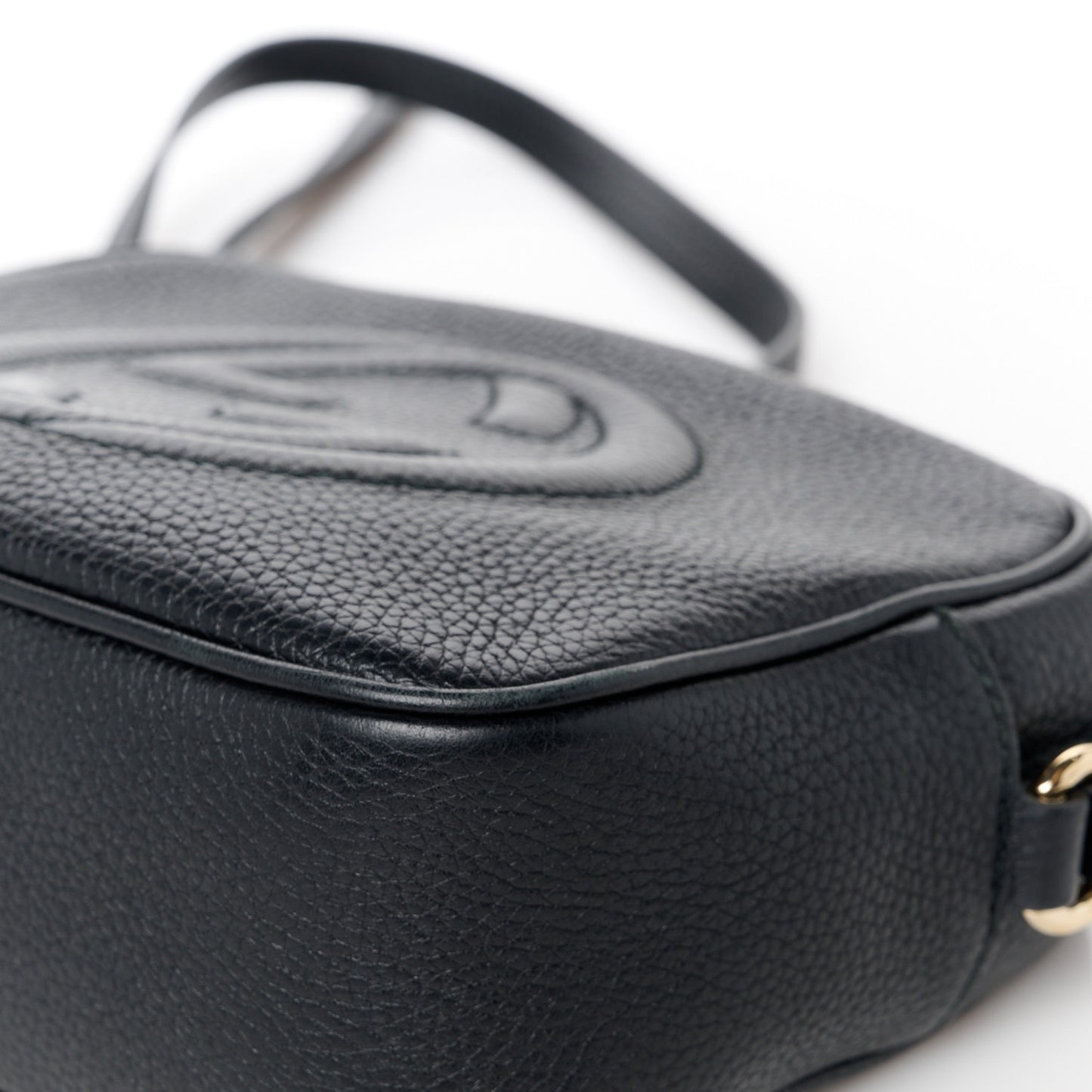 Pebbled Calfskin Small Soho Disco Bag Black