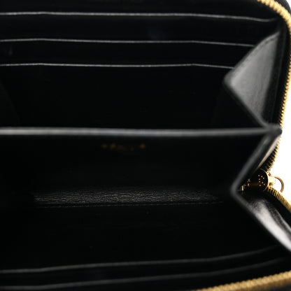 Celine Lambskin Quilted C Charm Zip Around Wallet Black 5 of 8