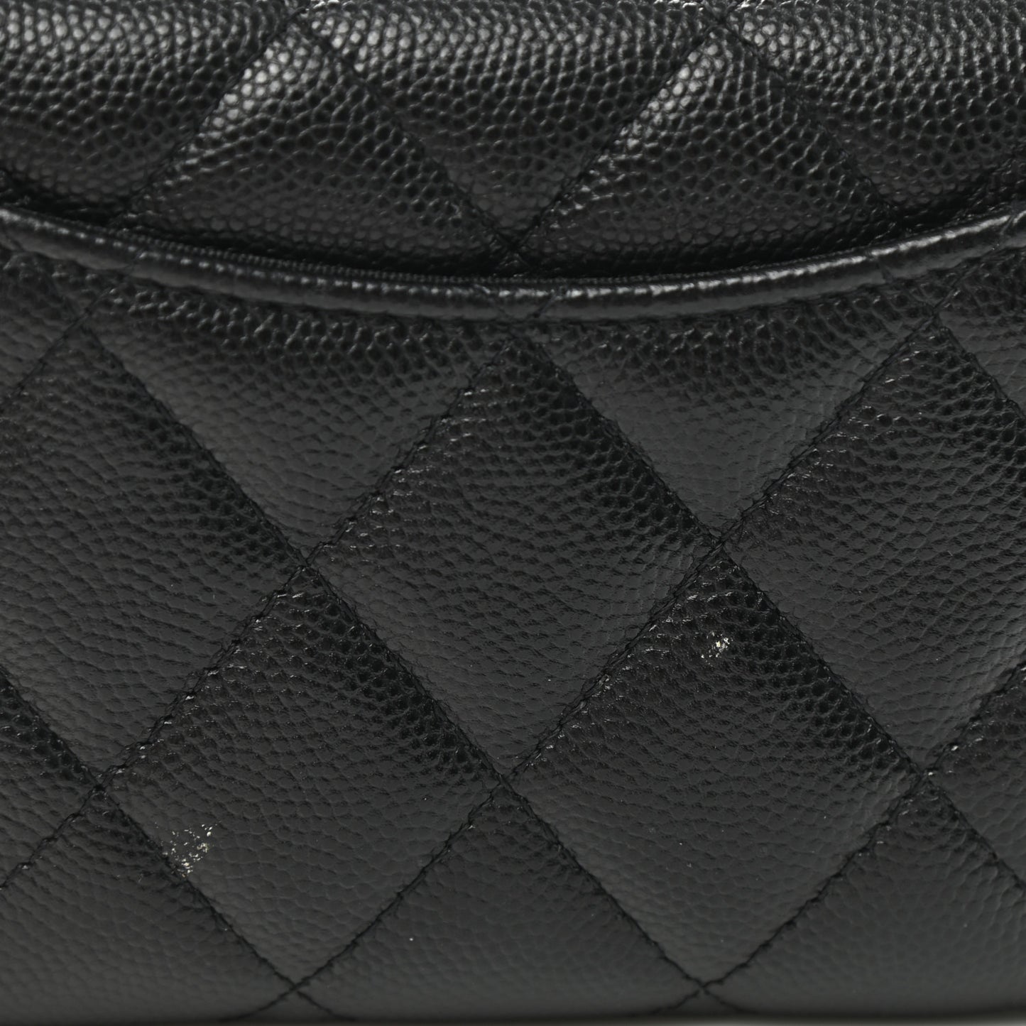 Caviar Quilted Flap Card Holder On Chain Black