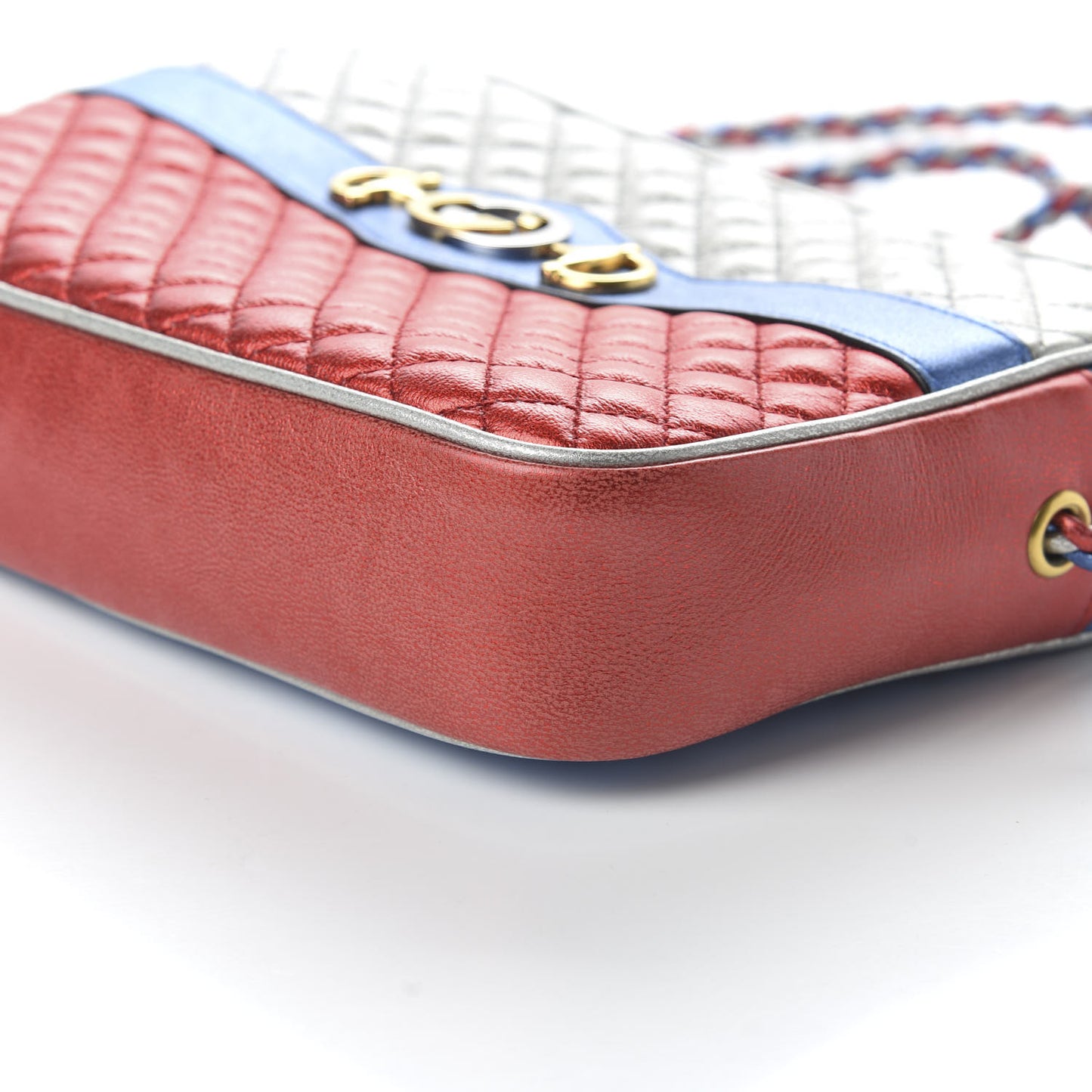 Laminated Nappa Trapuntata Small Zumi Shoulder Bag Rosso Marine Argento