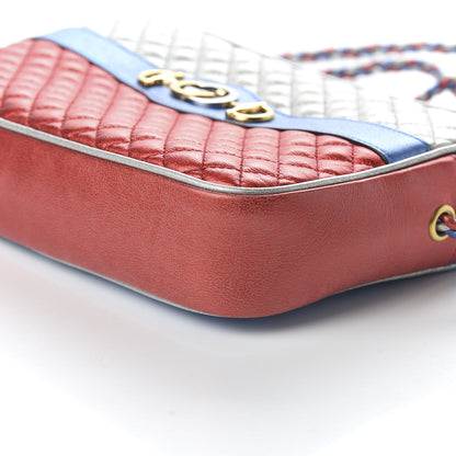 Gucci Laminated Nappa Trapuntata Small Zumi Shoulder Bag Rosso Marine Argento 7 of 10