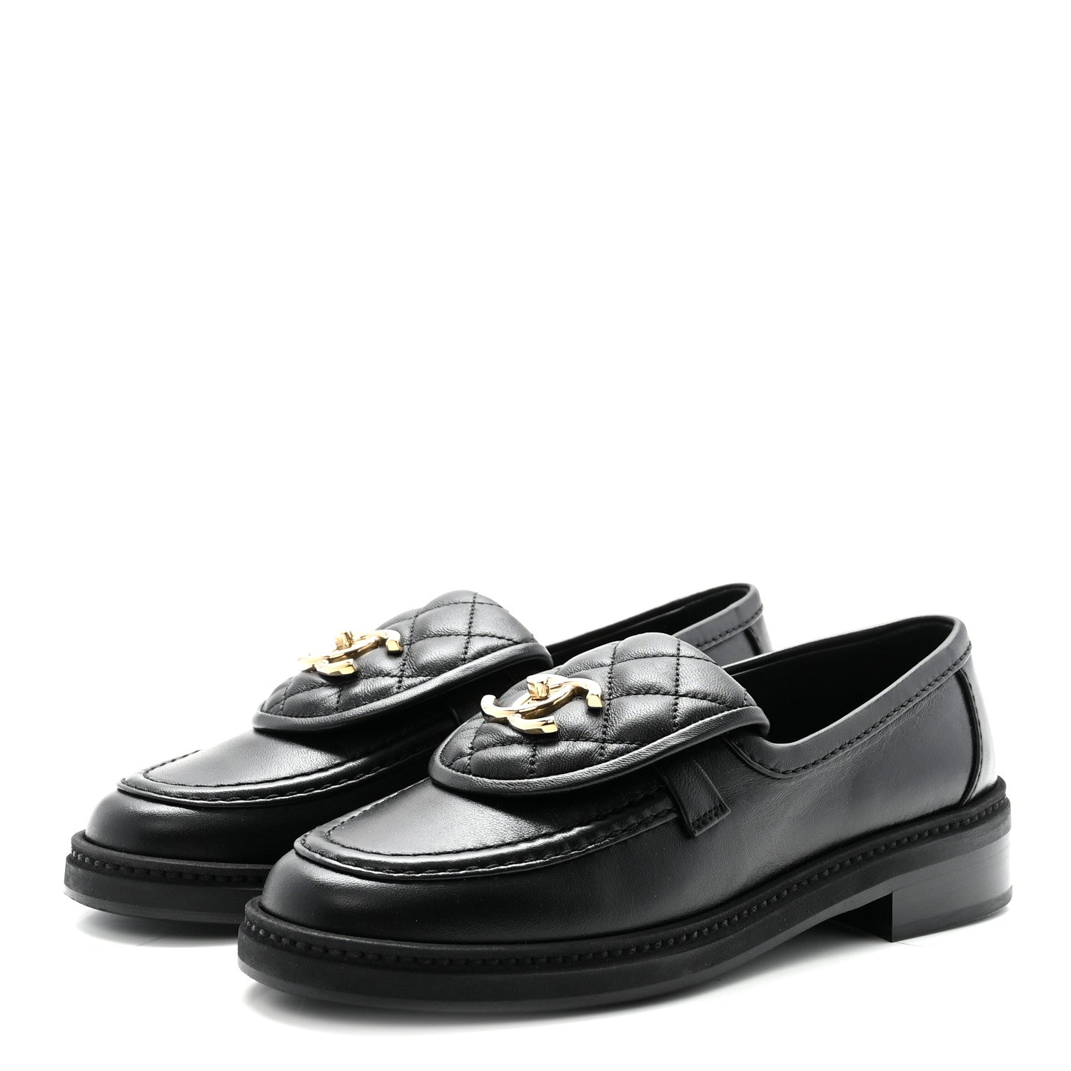 Chanel Lambskin Quilted CC Turnlock Loafers 35 Black 4 of 10