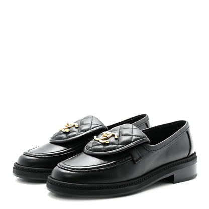 Chanel Lambskin Quilted CC Turnlock Loafers 35 Black 4 of 10