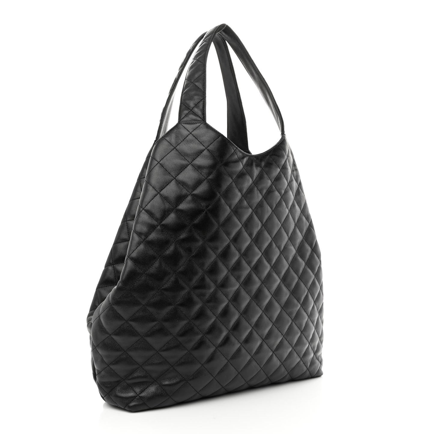 Lambskin Quilted Maxi Icare Shopping Tote Black
