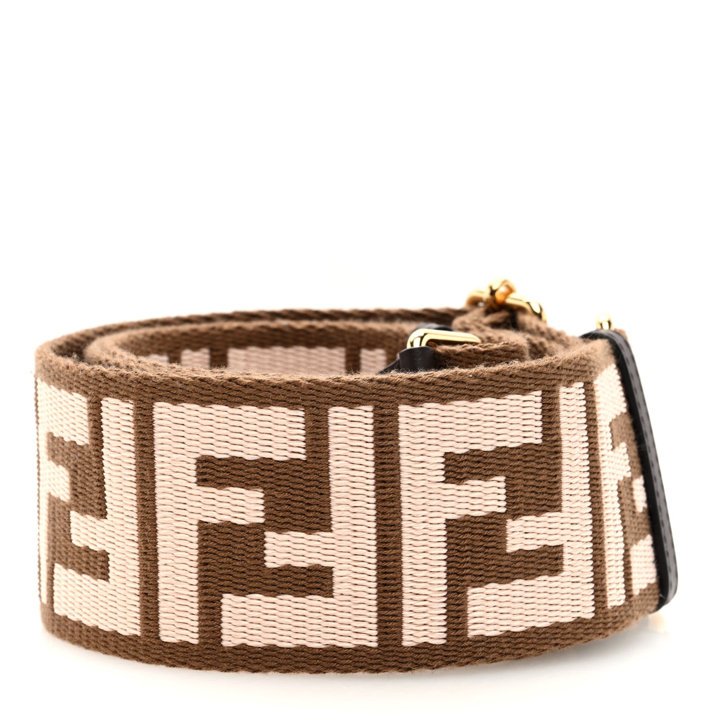Ribbon Vitello Century FF 1974 Embroidered Adjustable Strap You Fango Rosa Confetto Chocolate