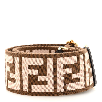 Fendi Ribbon Vitello Century FF 1974 Embroidered Adjustable Strap You Fango Rosa Confetto Chocolate 2 of 3