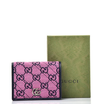 Gucci Monogram Multicolor Matelasse Diagonal GG Marmont Card Case Wallet Pink Blue 8 of 8