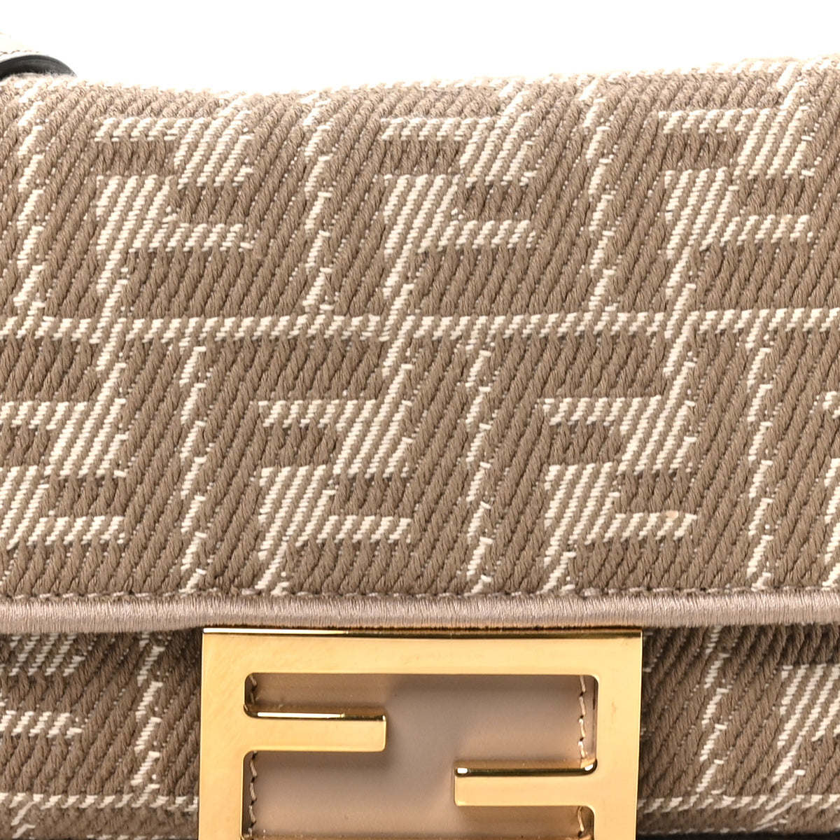 Denim Jacquard FF Effect Vitello Grace Mini Baguette Dove White Dove