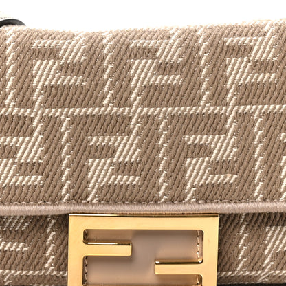 Fendi Denim Jacquard FF Effect Vitello Grace Mini Baguette Dove White Dove 8 of 10