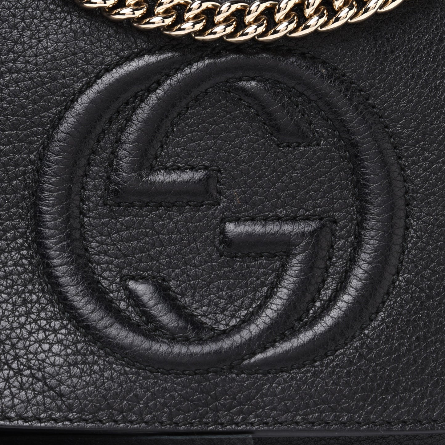Pebbled Calfskin Medium Soho Flap Crossbody Black