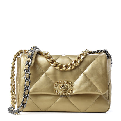Chanel Metallic Goatskin Quilted Medium 19 Flap Gold 1 of 10