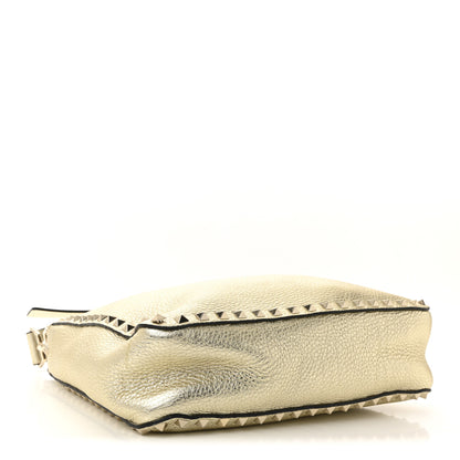 Valentino Garavani Metallic Pebbled Calfskin Small Rockstud Flip-Lock Messenger Bag Platino 4 of 9