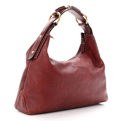 Gucci Guccissima Medium Horsebit Chain Hobo Red 2 of 12