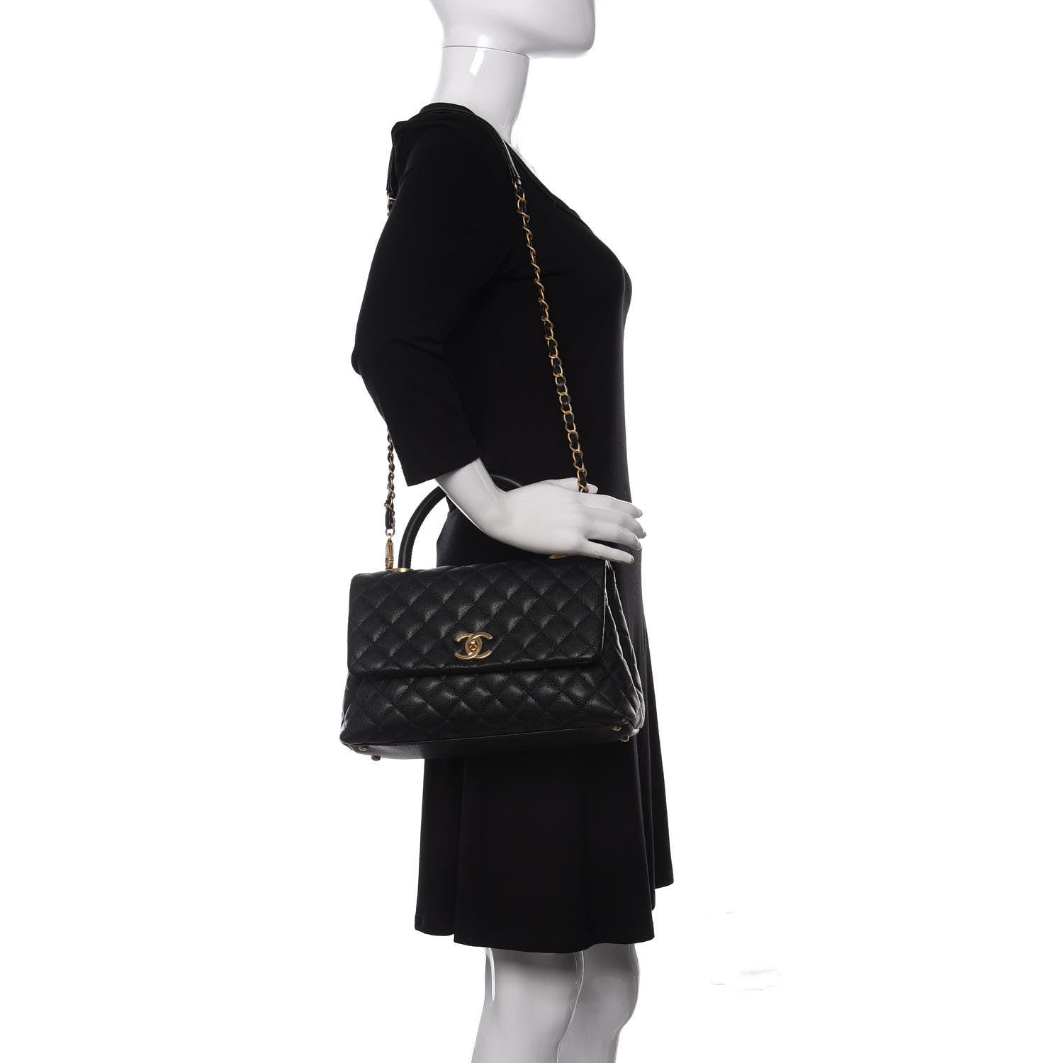 Chanel Caviar Quilted Small Coco Handle Flap Black 2 of 10