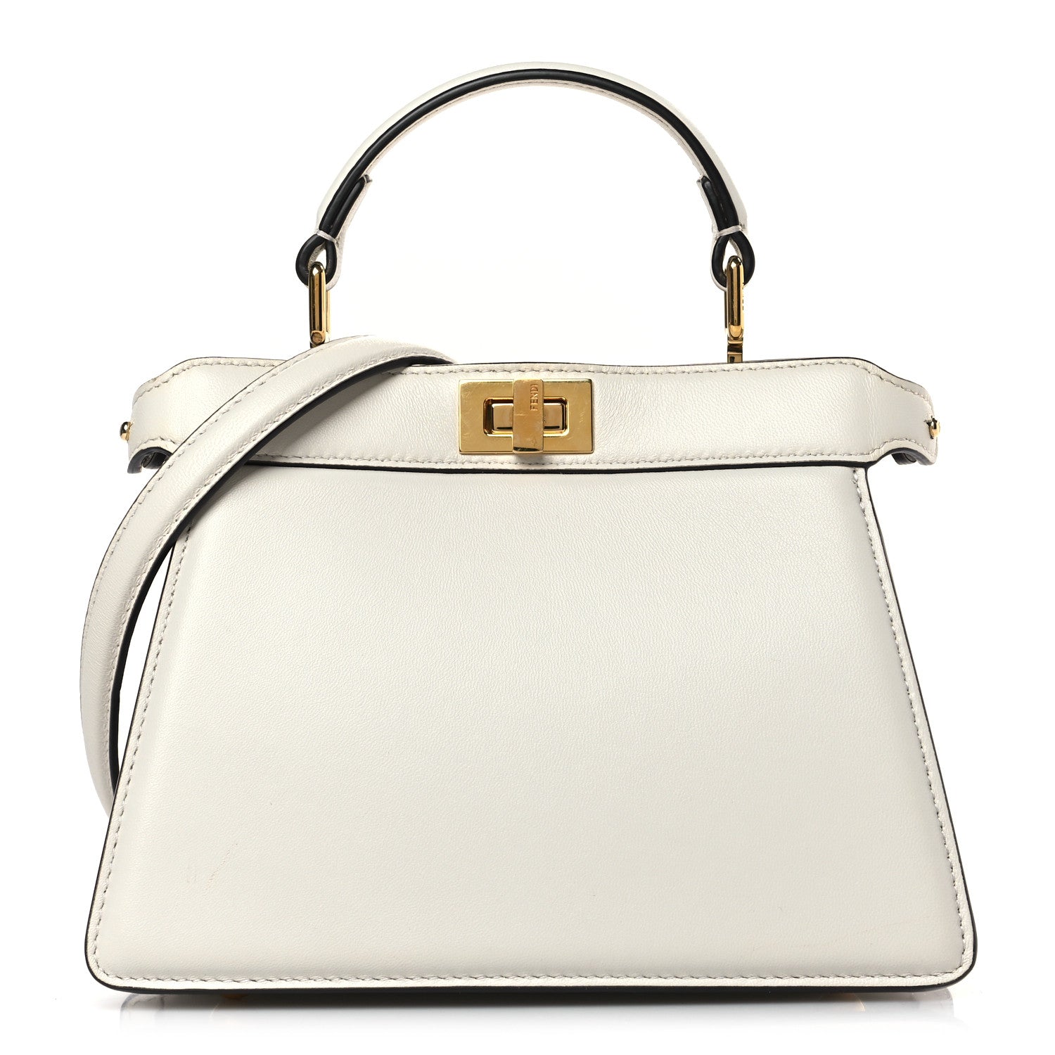 Fendi Shiny Nappa Petite Peekaboo I SEE U Satchel White 1 of 9