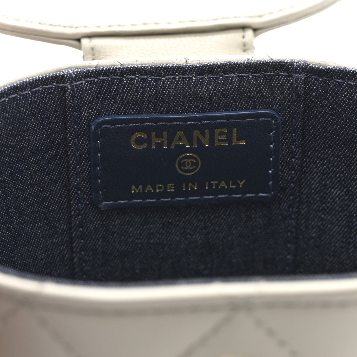 Lambskin Quilted Mini Vanity Case With Chain Grey