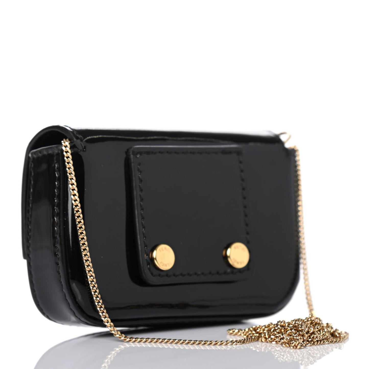 Vitello Vernice Mou Nano Baguette Belt Charm Black