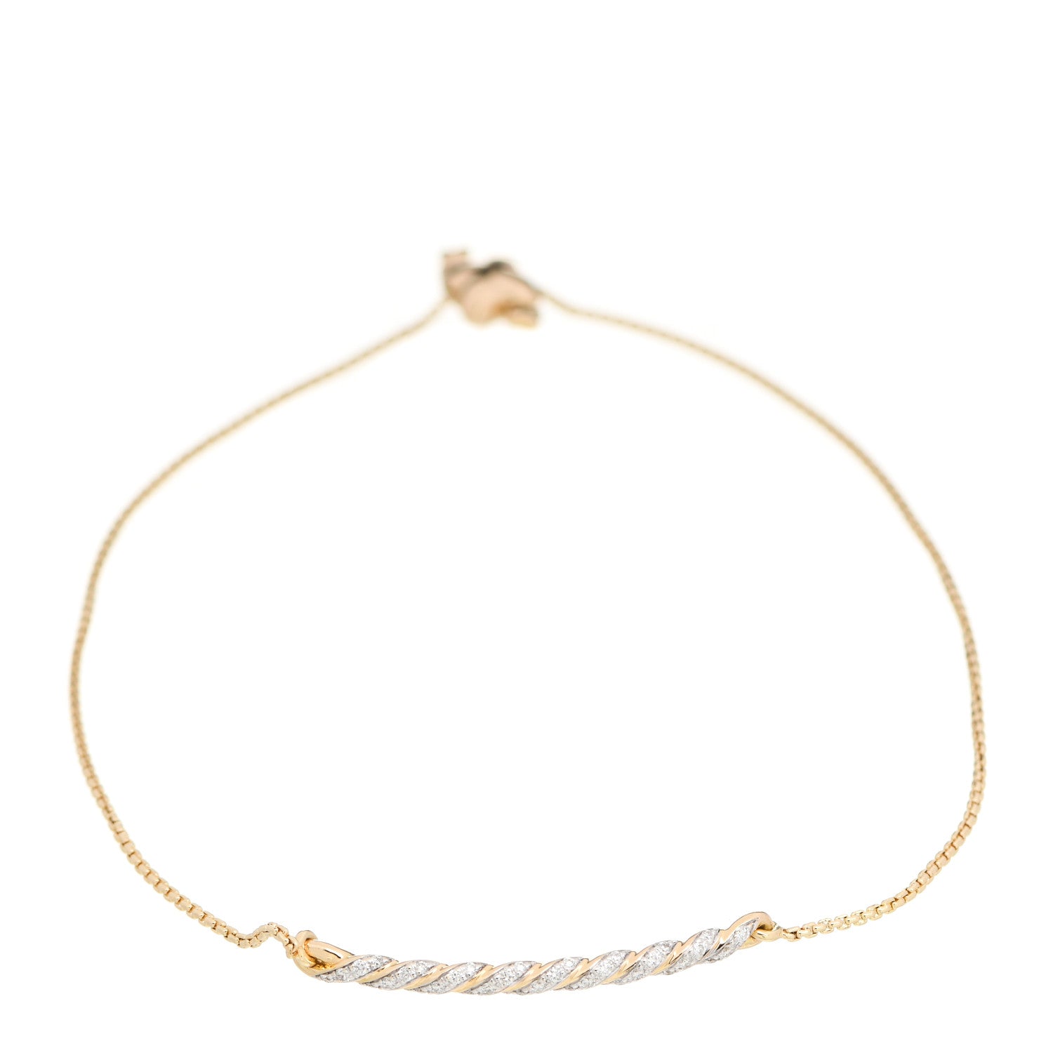 David Yurman 18K Yellow Gold Diamond Paveflex Station Bracelet 1 of 5