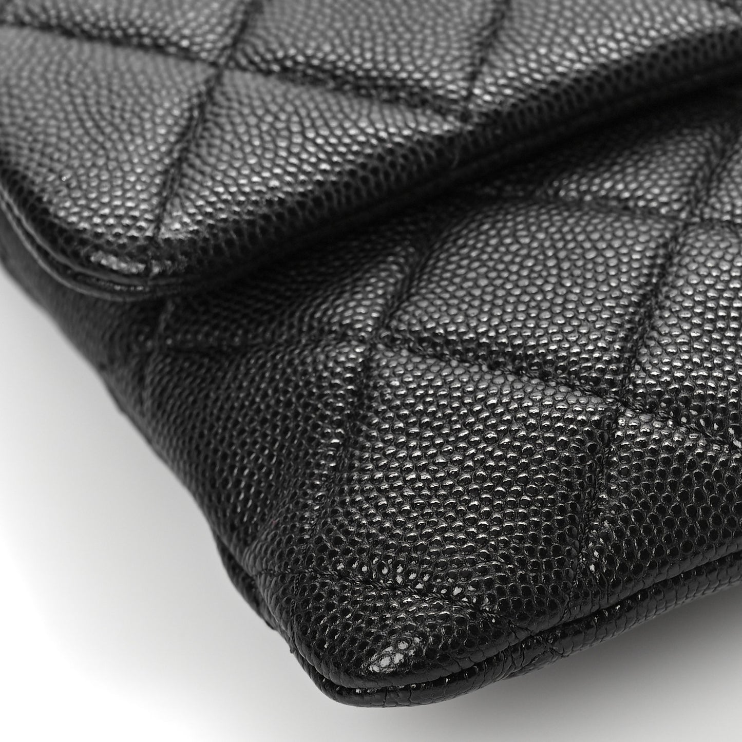 Caviar Quilted Flap Clutch Black