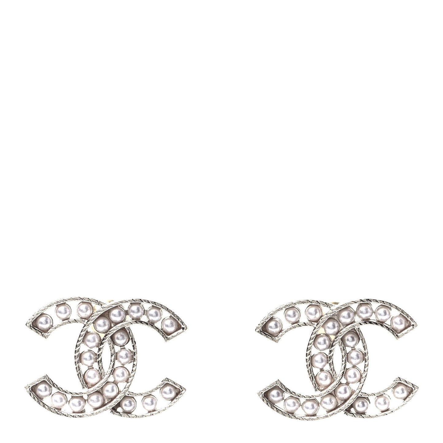 Pearl CC Earrings Silver