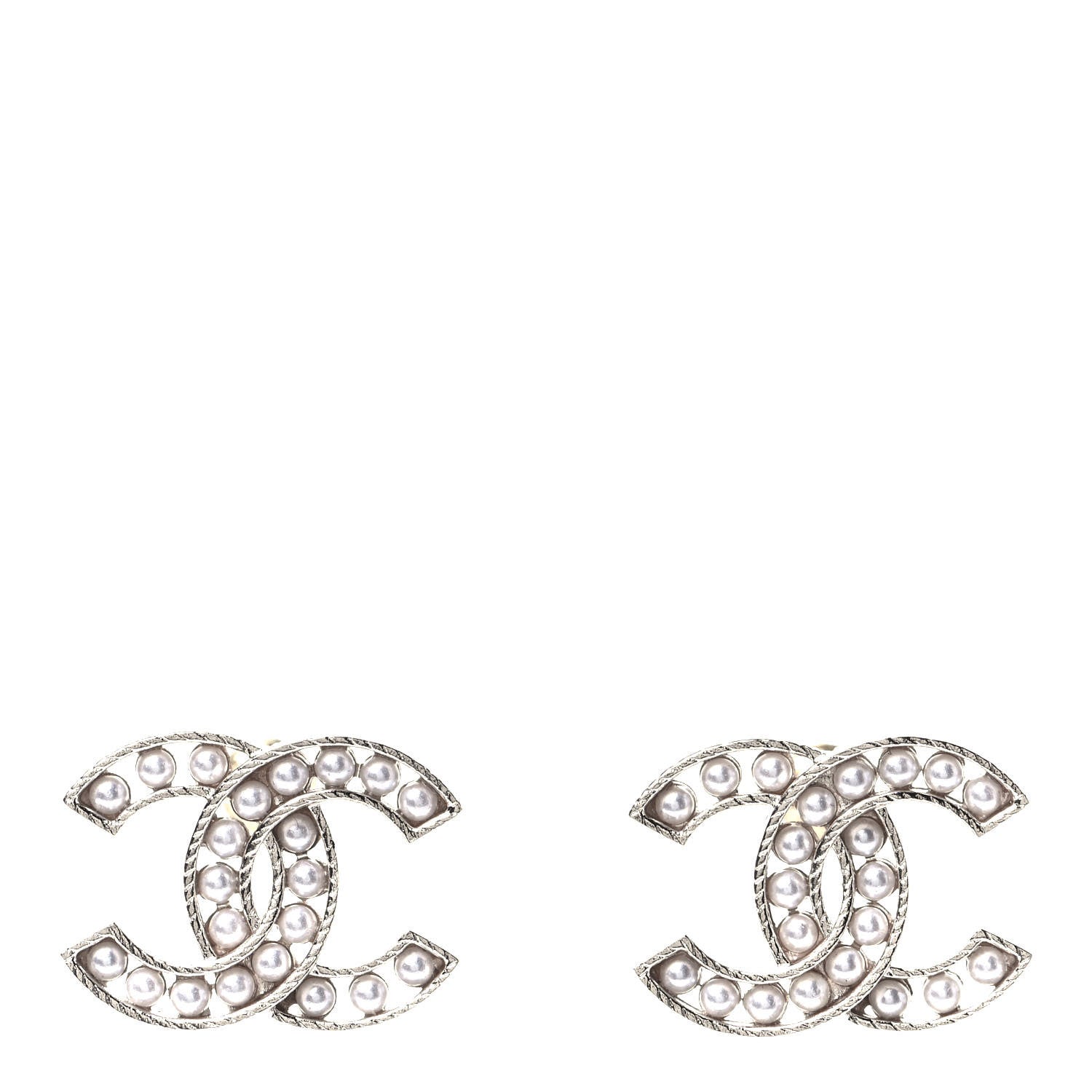 Chanel Pearl CC Earrings Silver 1 of 5