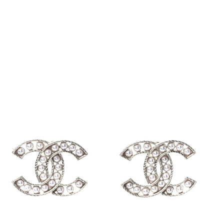 Chanel Pearl CC Earrings Silver 1 of 5