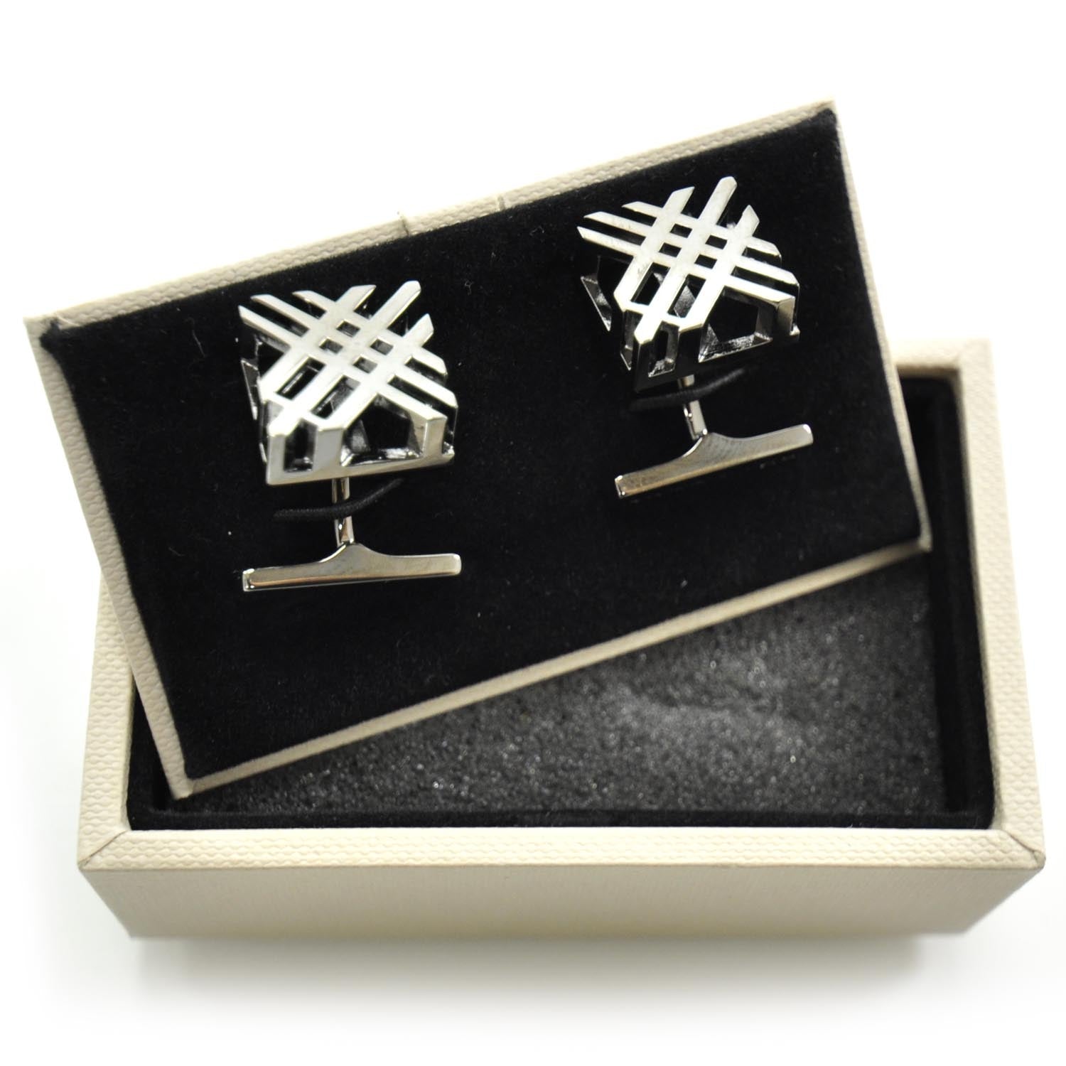 Burberry Check Cufflinks Silver 4 of 5