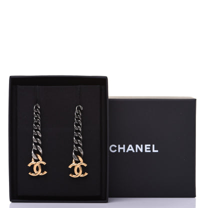 Chanel Metal CC Drop Earrings Ruthenium Gold 8 of 8