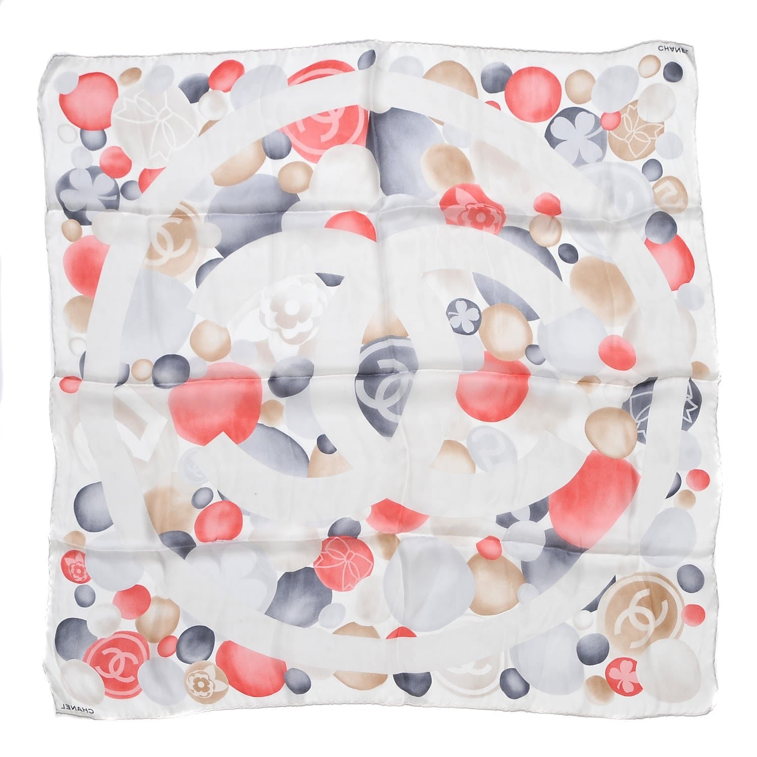 Chanel Silk CC Scarf White 3 of 5