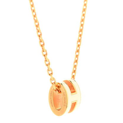 Hermes Lacquered Rose Gold Mini Pop H Pendant Necklace White 4 of 6