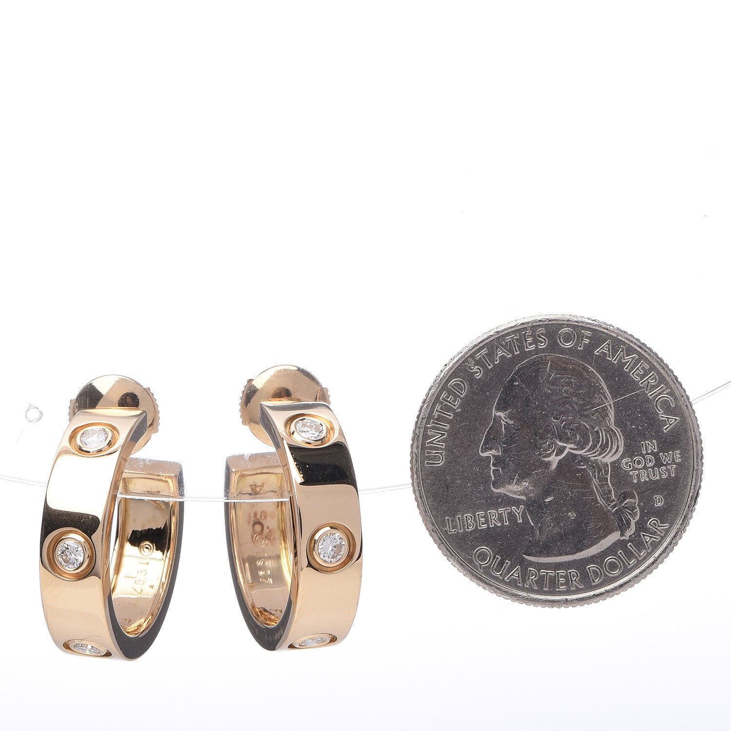 Cartier 18K Yellow Gold 6 Diamond 5.5mm LOVE Hoop Earrings 2 of 6