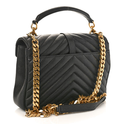 Saint Laurent Sheepskin Matelasse Chevron Monogram Medium College Bag Black 2 of 8