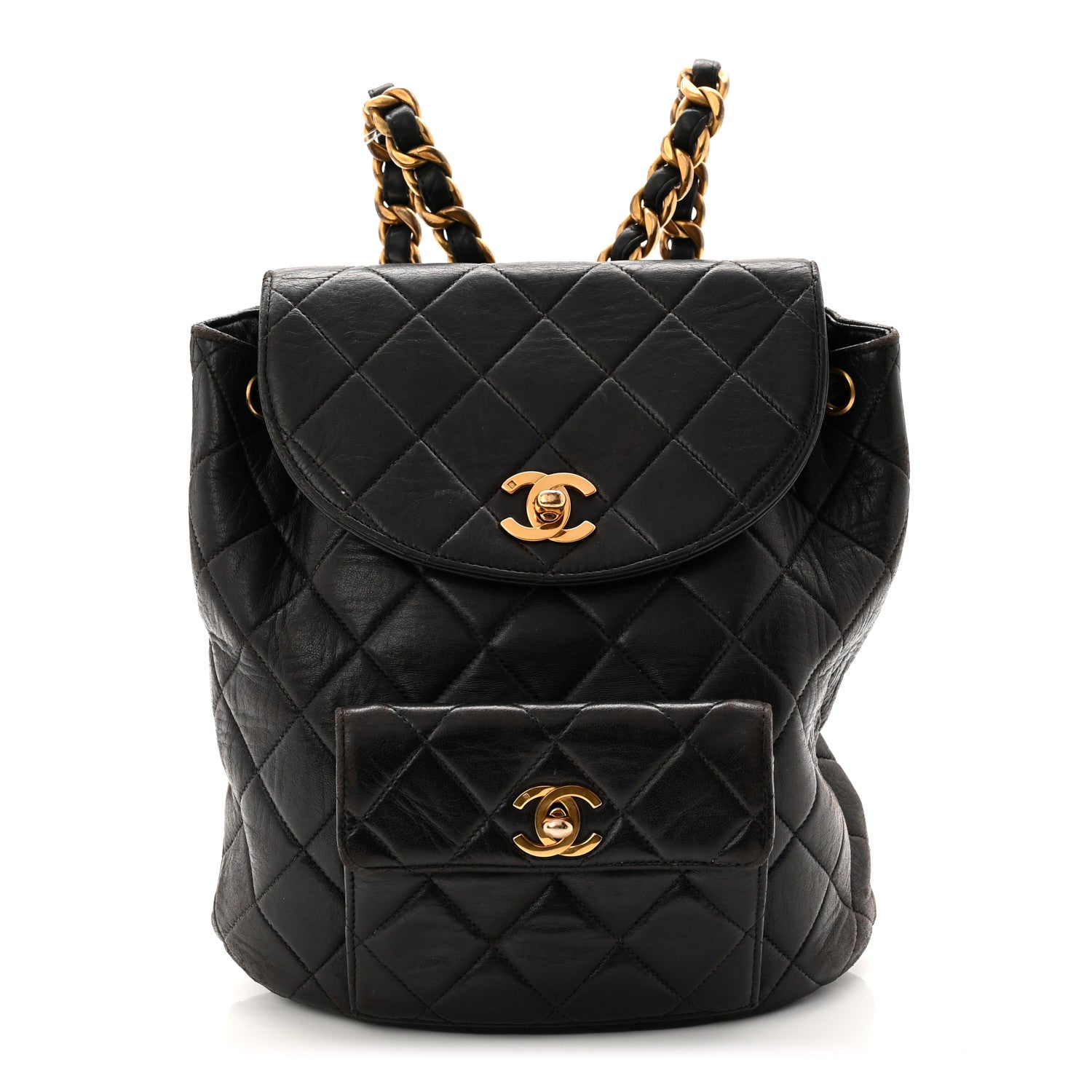 Chanel Lambskin Quilted Drawstring Backpack Black 1824381 – FASHIONPHILE
