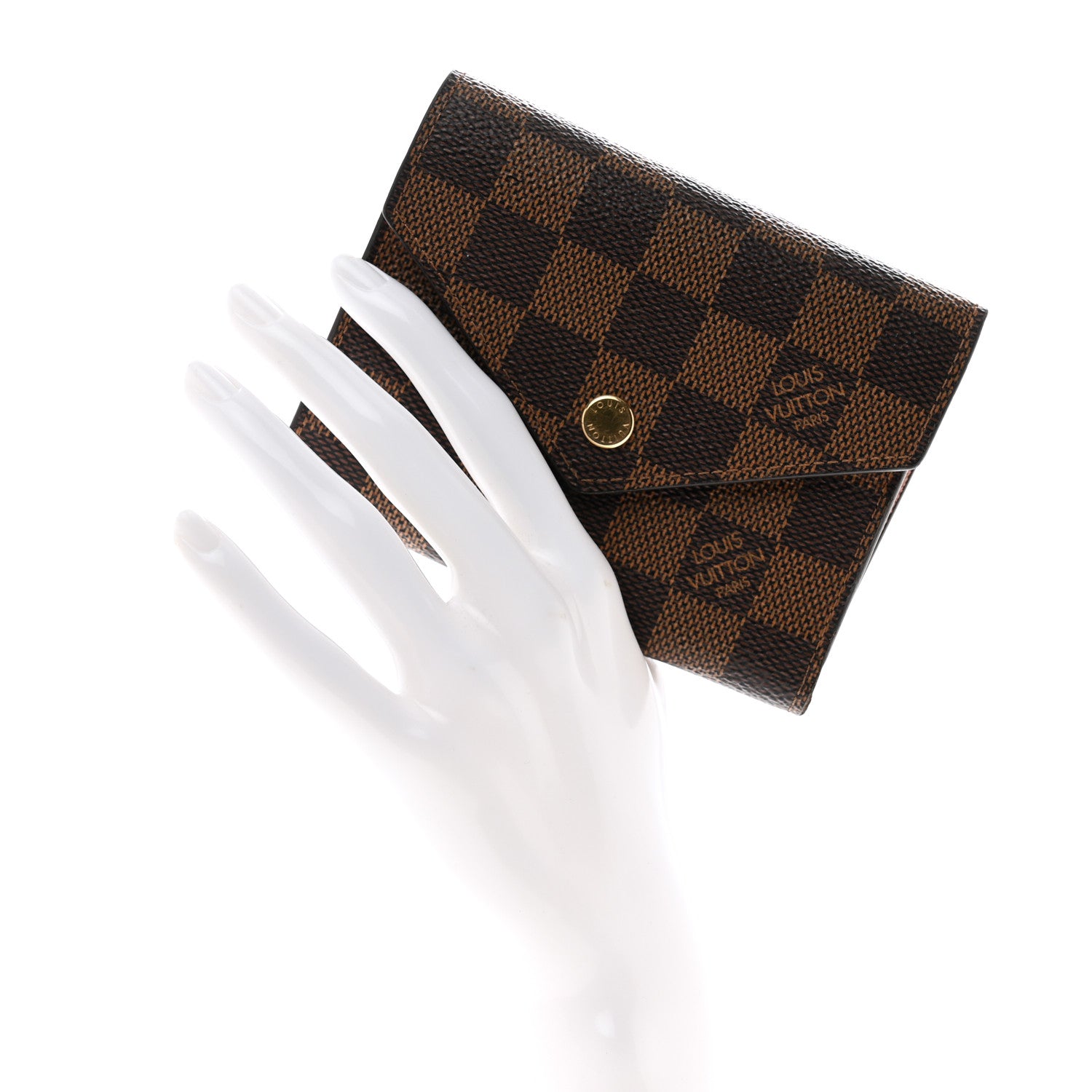 Louis Vuitton Damier Ebene Victorine Wallet Rose Ballerine 2 of 9