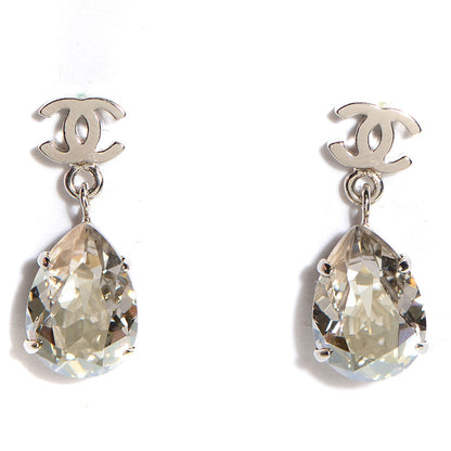 Chanel Crystal CC Drop Earrings Silver 1 of 5