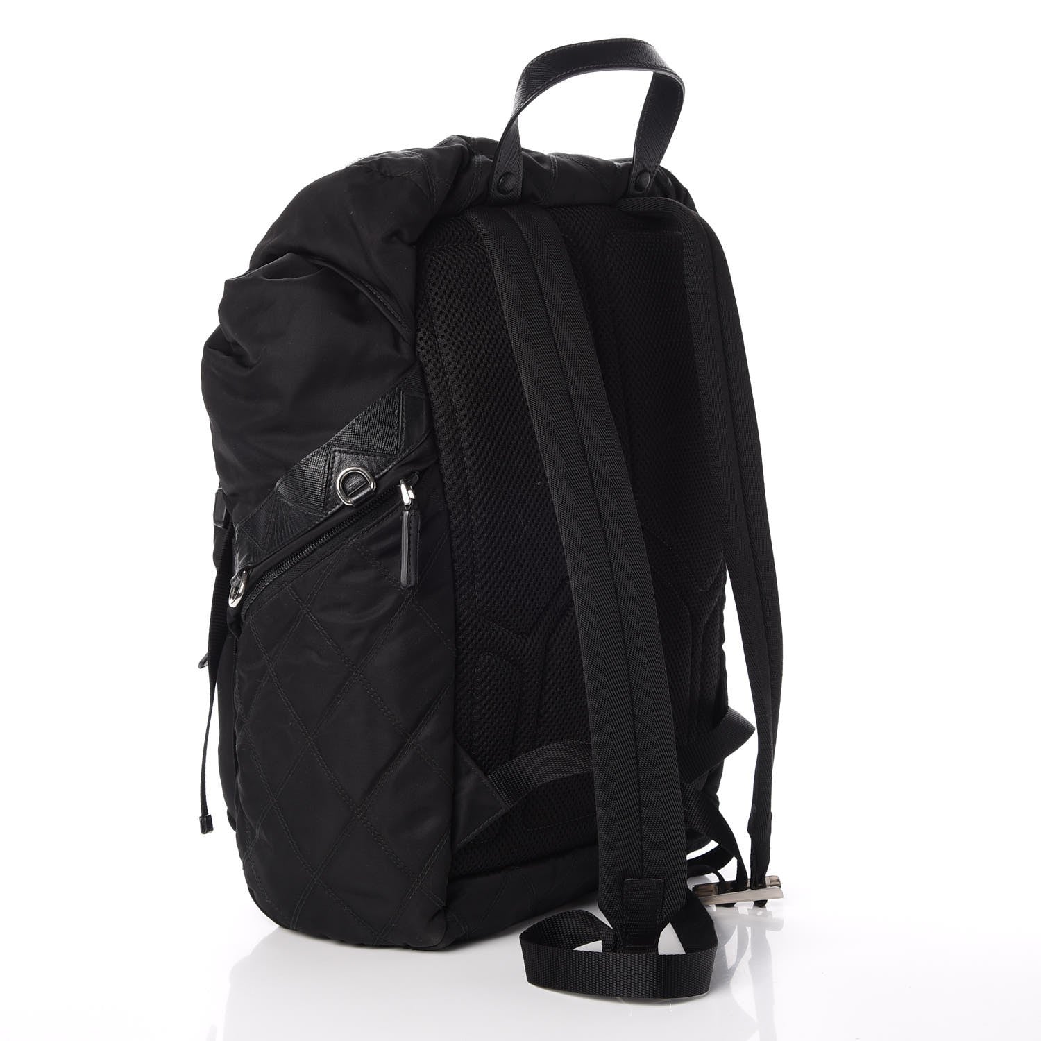 Prada Tessuto Nylon Impunturato Double Buckle Backpack Black 3 of 10
