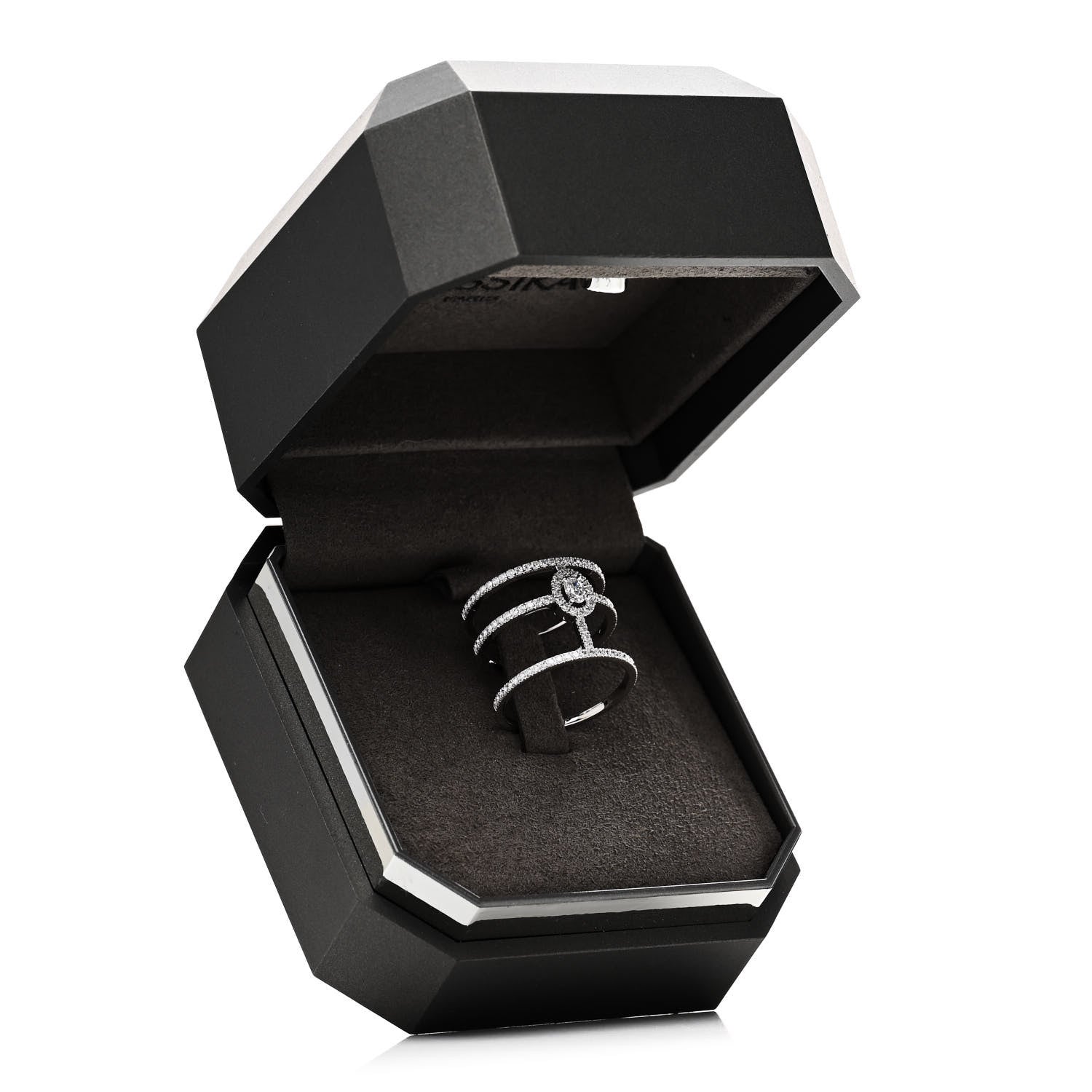 Messika 18K White Gold Diamond Glamazone 3 Row Pave Ring 54 6.75 5 of 5