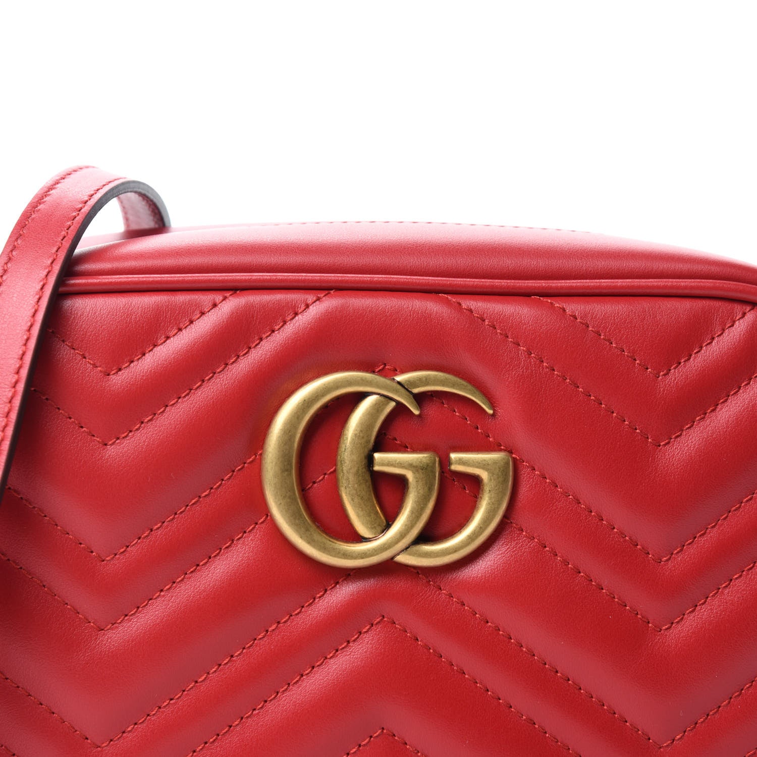 Gucci Calfskin Matelasse Small GG Marmont Chain Shoulder Bag Hibiscus Red 10 of 11