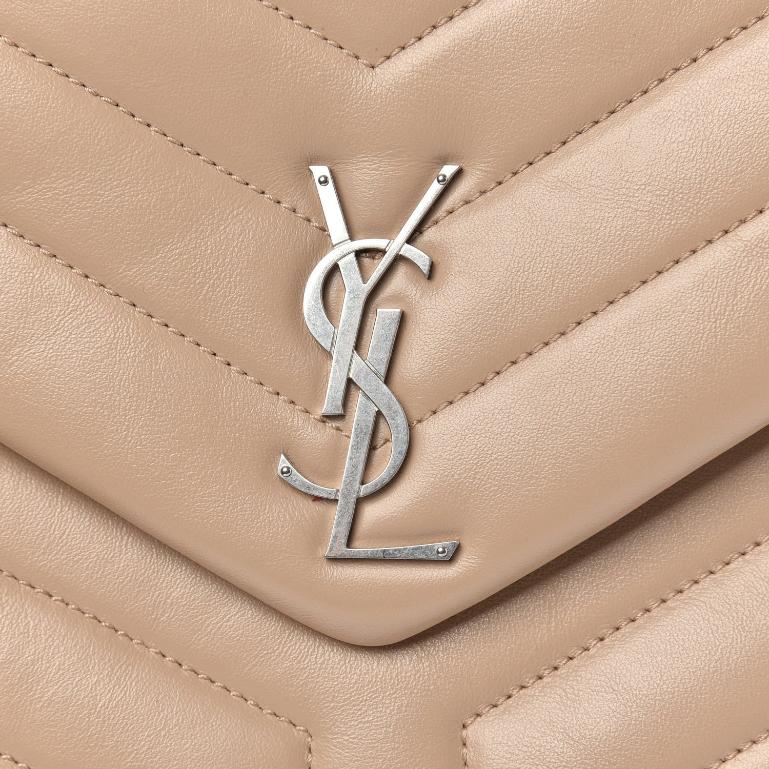 Saint Laurent Calfskin Y Quilted Monogram Medium Loulou Satchel Dark Beige 13 of 13
