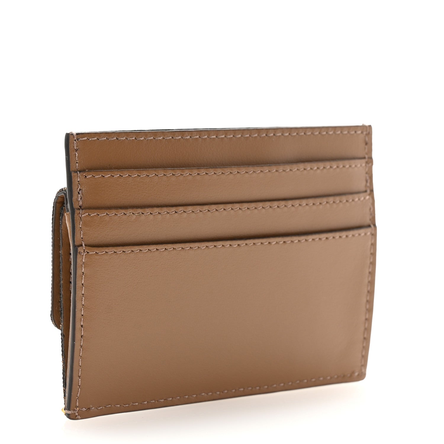 Fendi Fabric Jacquard FF 1974 Fold Over Card Holder Wallet Tobacco Moro 3 of 8