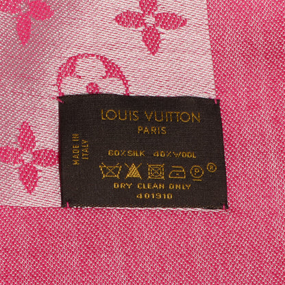 Louis Vuitton Silk Wool Monogram Denim Shawl Pivoine 5 of 5