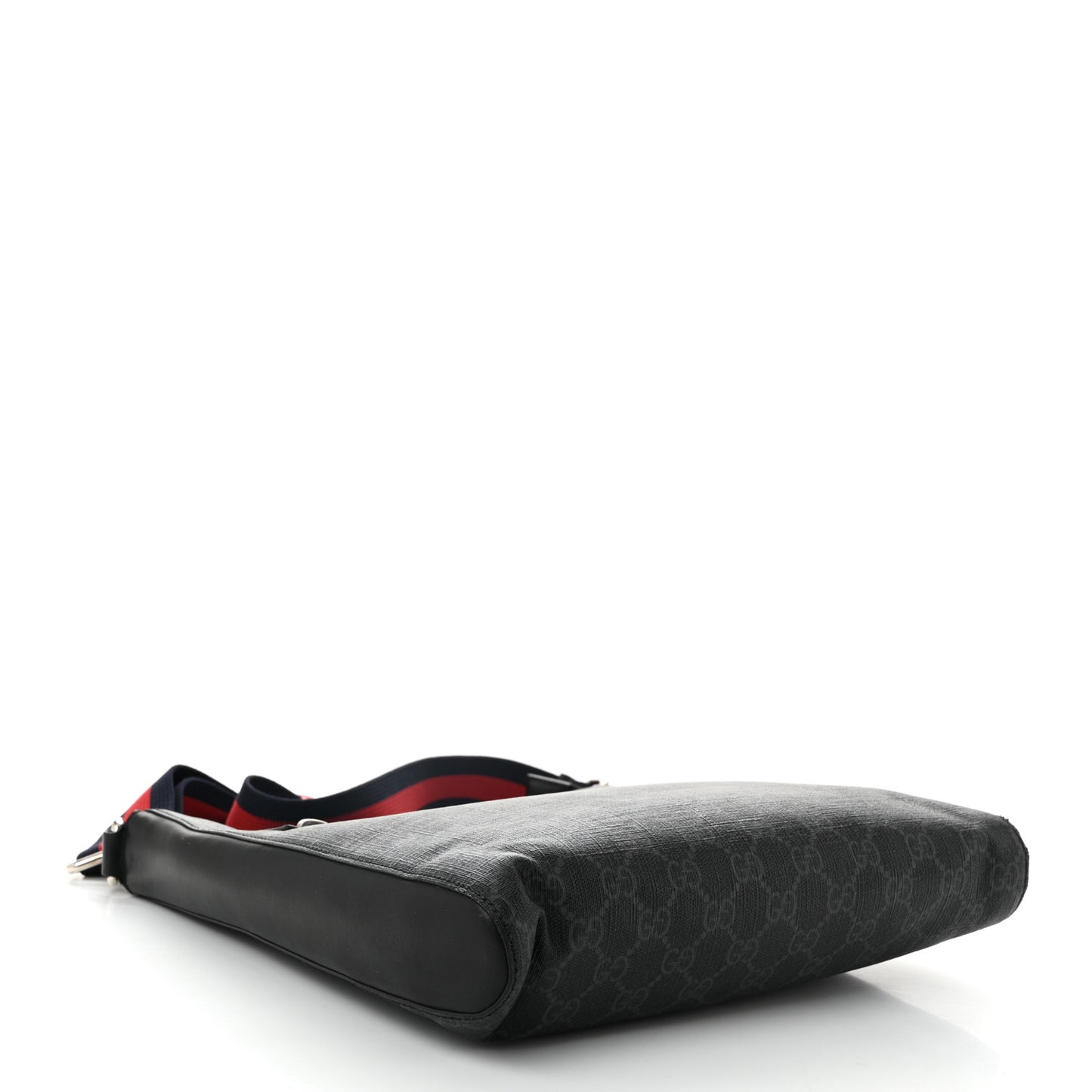 GG Supreme Monogram Web Small Flat Messenger Bag Black Grey