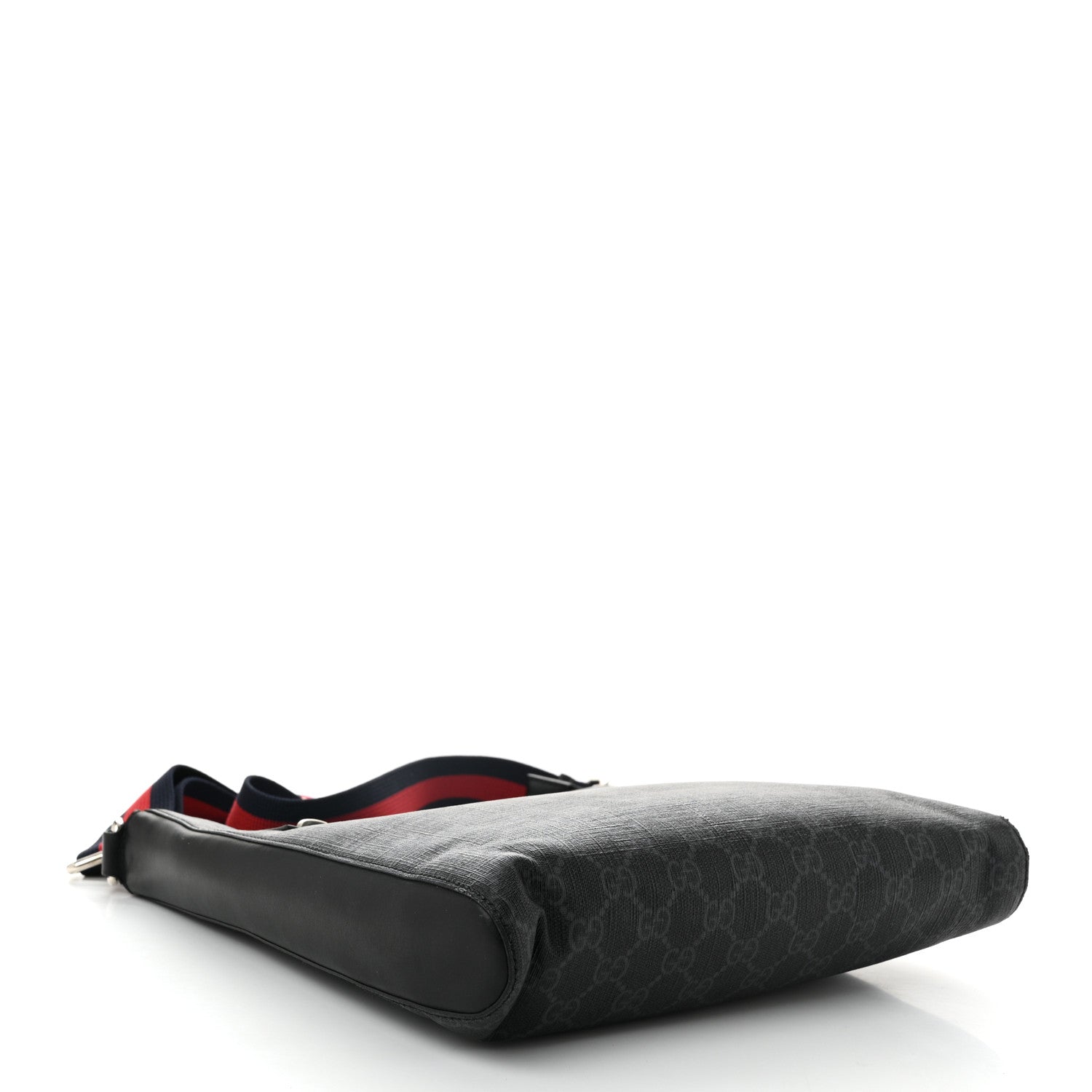 Gucci GG Supreme Monogram Web Small Flat Messenger Bag Black Grey 4 of 11