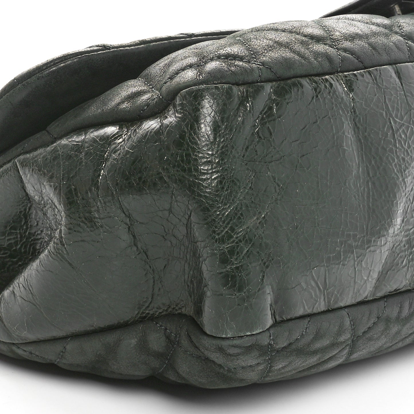 Iridescent Calfskin Jumbo In The Mix Flap Dark Green