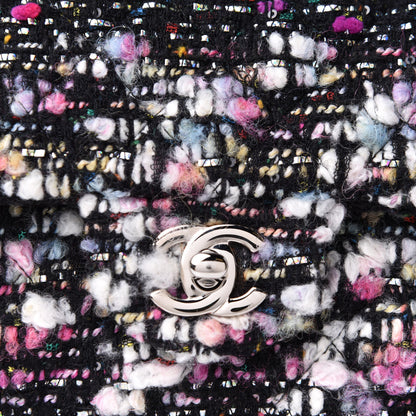 Chanel Tweed Quilted Medium Double Flap Black White Yellow Pink 7 of 10