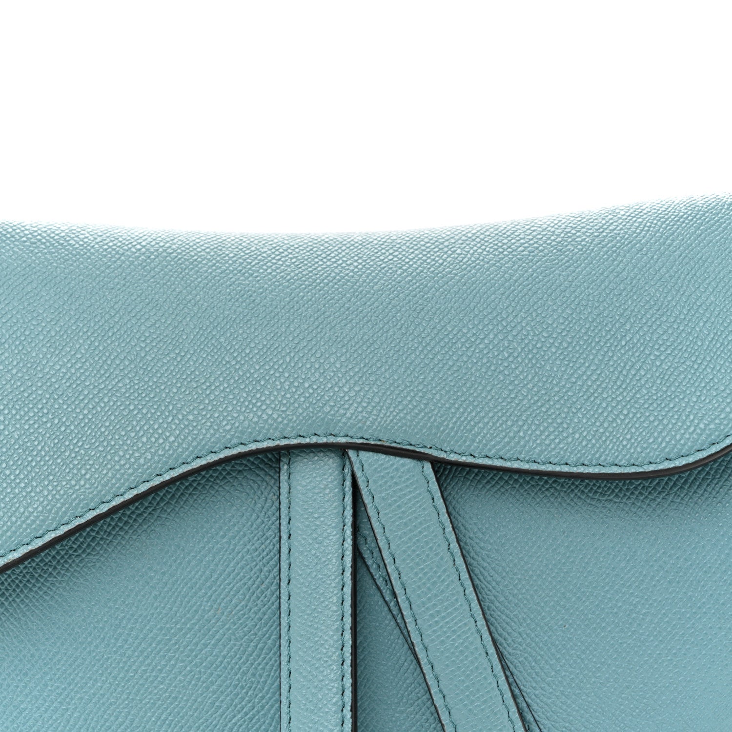 Christian Dior Grained Calfskin Saddle Bag Azure Blue 8 of 14